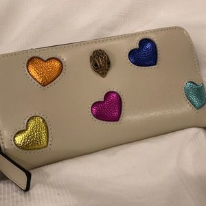 KURT GEIGER LOVE HEARTS ZIP AROUND WALLET in Bone NWT